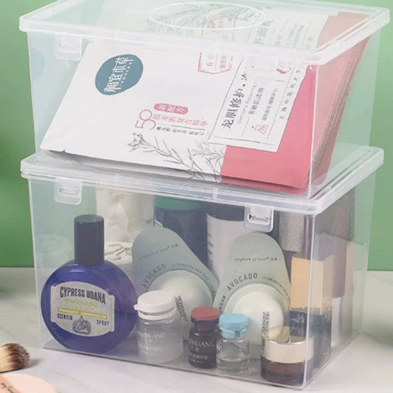 Clear Large Capacity Storage Box, Dustproof Organizer Case for Face Mask and Medicine, Practical Household Sundries Container