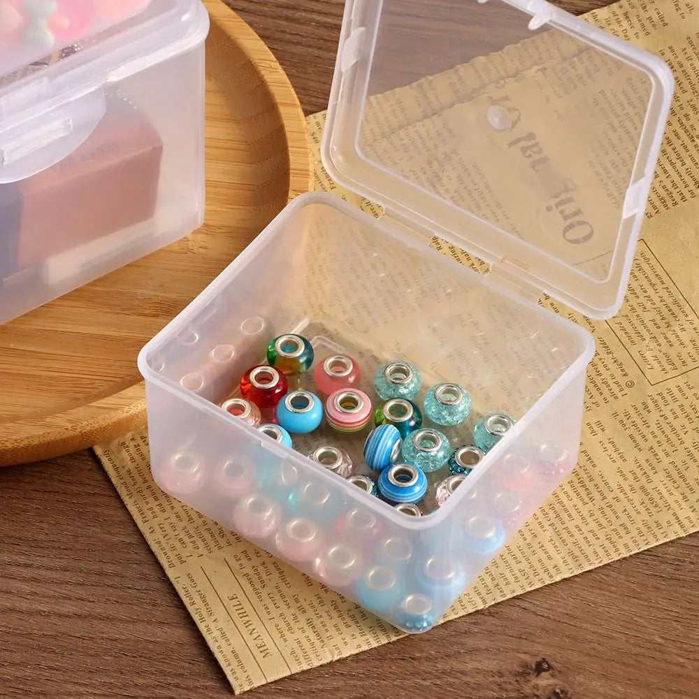 1Pcs with Lid Storage Box Multi-purpose Plastic Storage Case Clear Rectangular Shape Small Thing Container