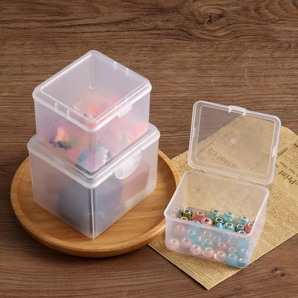 1Pcs with Lid Storage Box Multi-purpose Plastic Storage Case Clear Rectangular Shape Small Thing Container